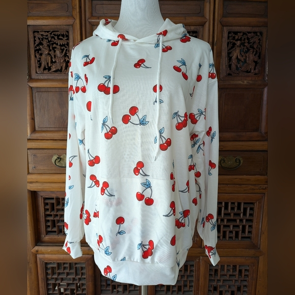 NWOT Cherry-print Hoodie - Picture 2 of 9